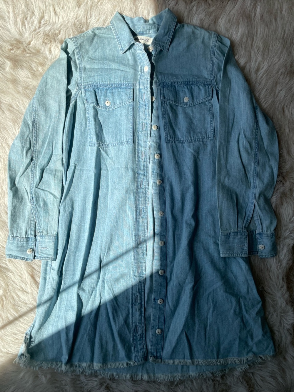 Madewell Light Blue Frayed Edge Denim Dress/Duster